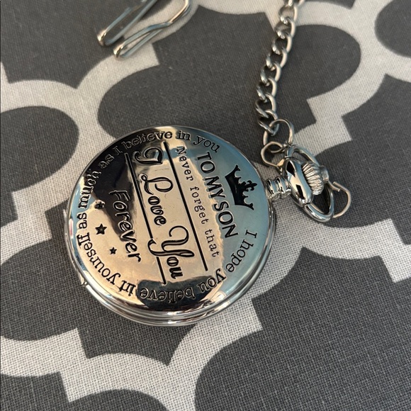 Silver Pocket Watch with Chain - Picture 1 of 5